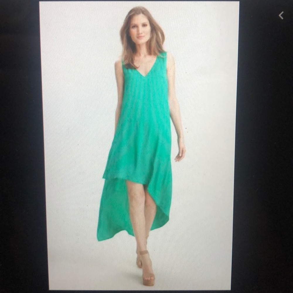 BCBGMAXAZRIA EMERALD GREEN HI-LOW DRESS IN SIZE XS